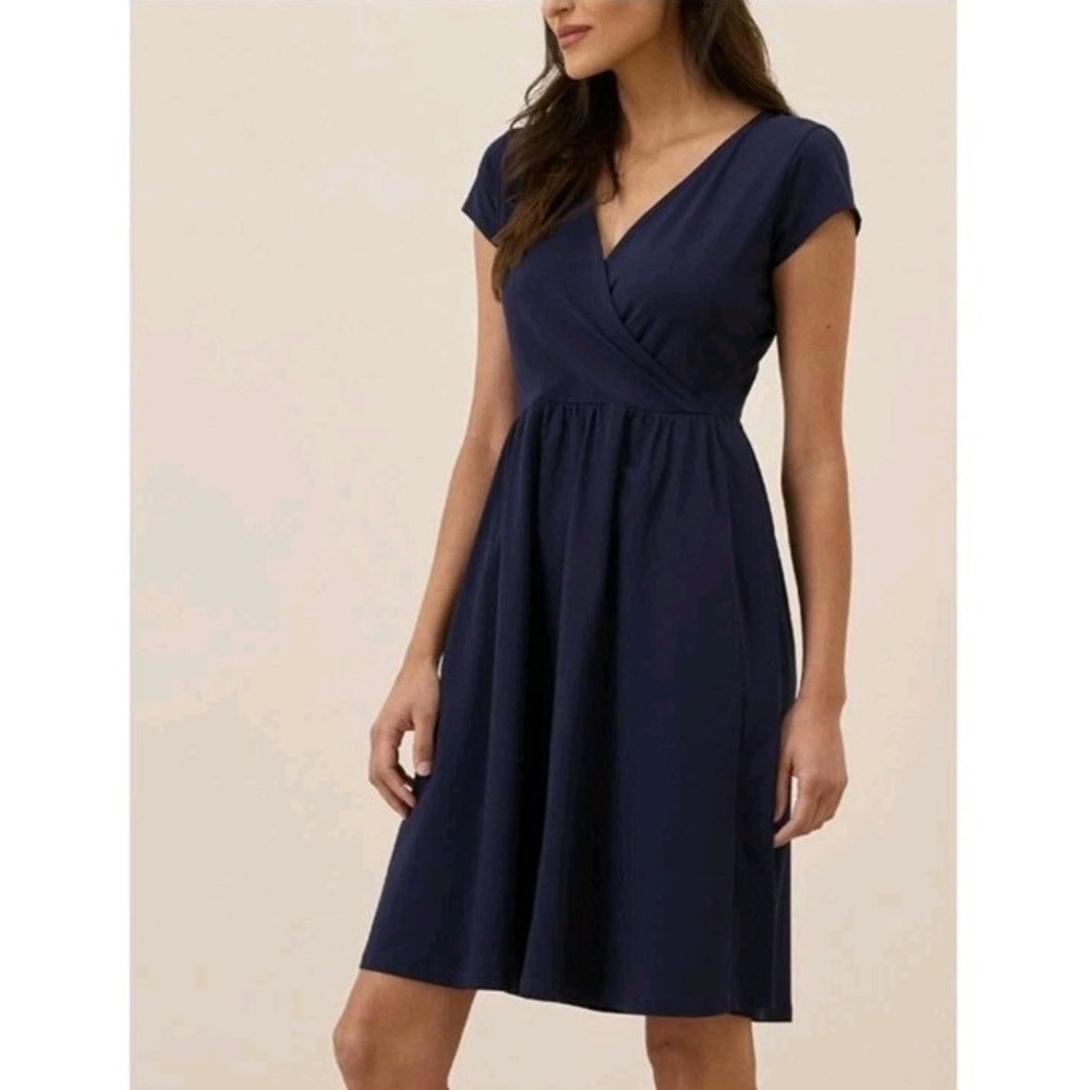 Pact Jersey Crossover Dress Women's XL Indigo Blue Purple V-Neck Pockets